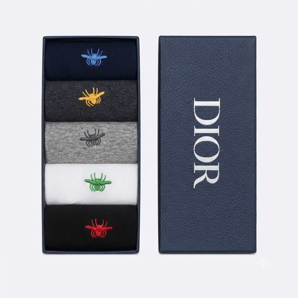 CHRISTIAN DIOR initials spider logo five-pair set