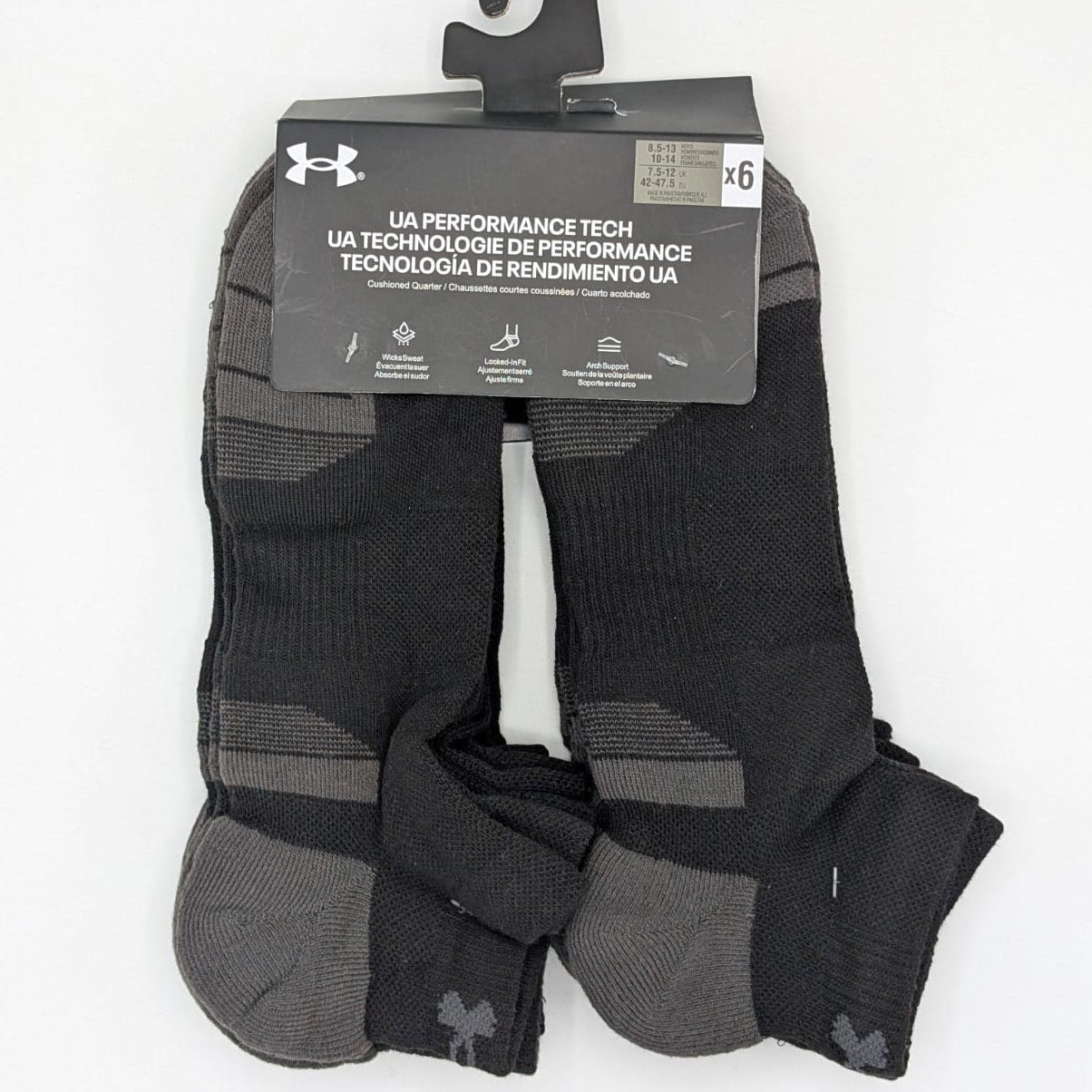Under Armour Black Tech Low Socks 6 Pack