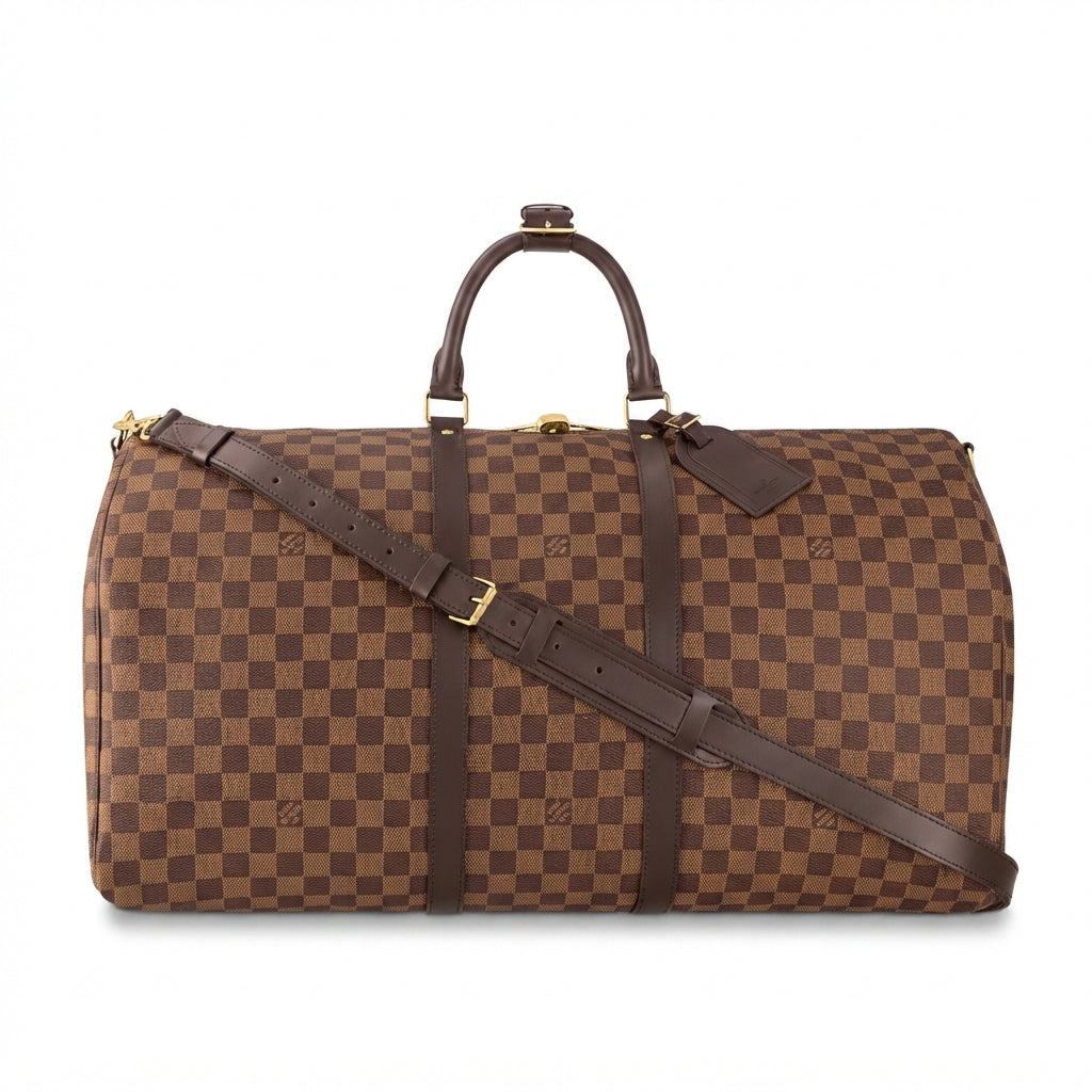 Louis Vuitton brown checkered travel duffle
