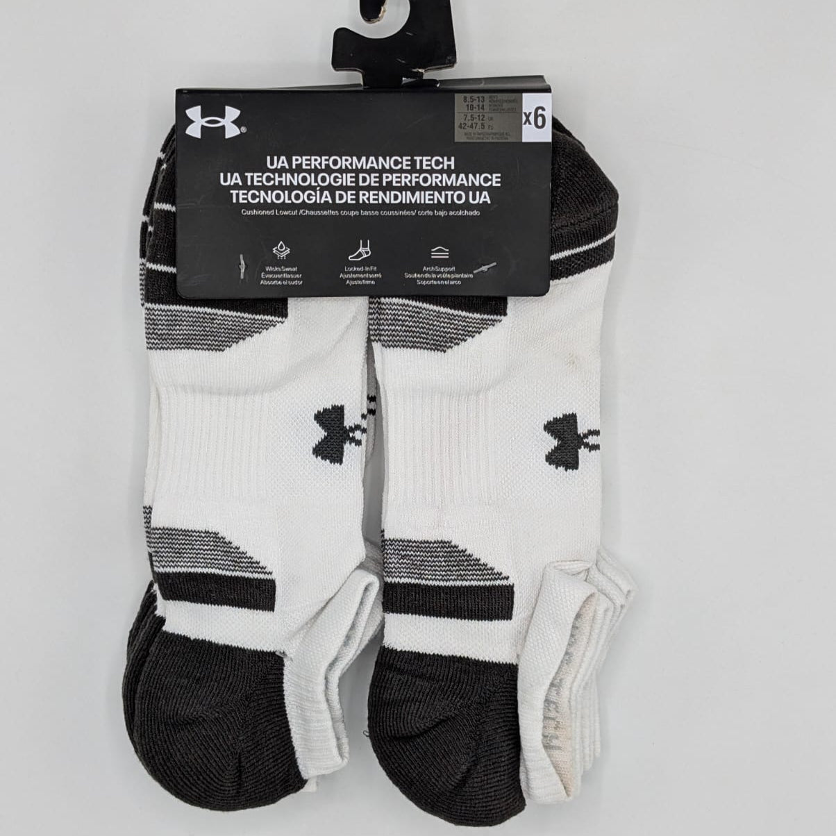 Under Armour White Tech Low Socks 6 Pack