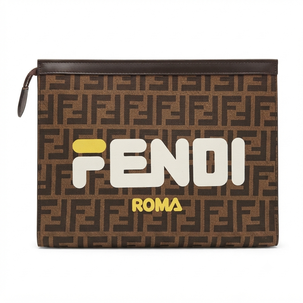 Fendi brown flat pouch