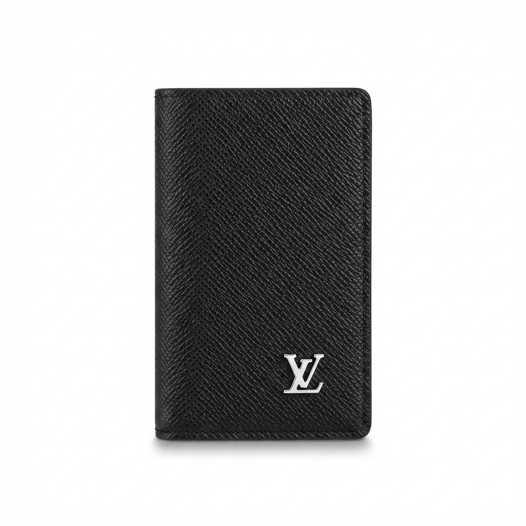 Pocket Organizer Taiga leather  silver-tone LV logo