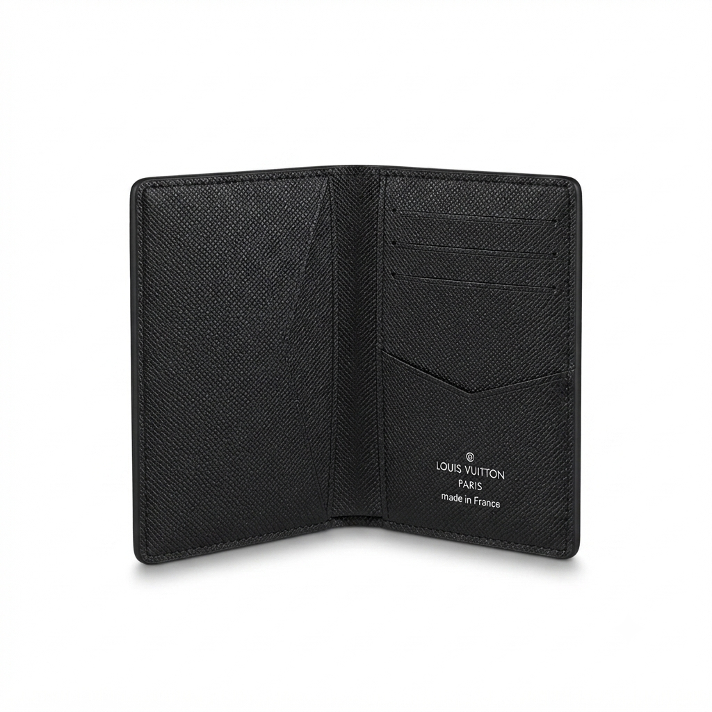 Pocket Organizer Taiga leather  silver-tone LV logo
