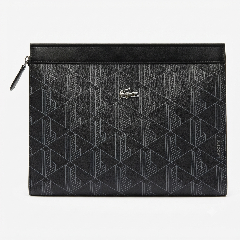 Lacoste architectural monogram silver crocodile